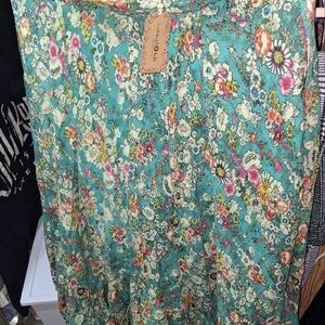 Natural Life Feelin Alive Cotton Convertable Floral Maxi Skirt - Teal